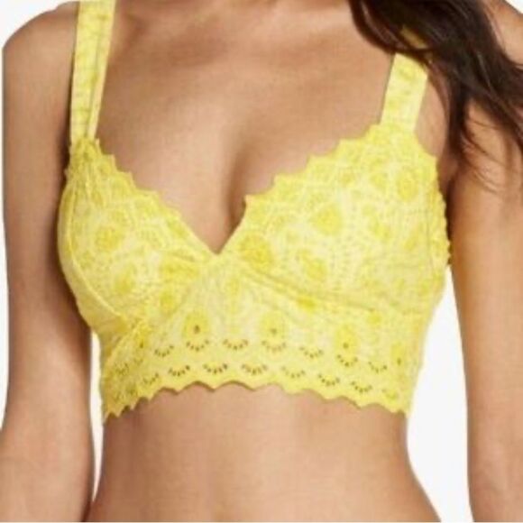 Free People Ezra Bralette Daffodil Combo Size Medium Yellow - Picture 1 of 11